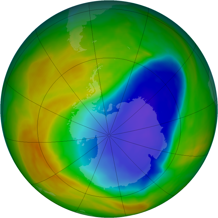 Antarctic ozone map for 26 October 2007